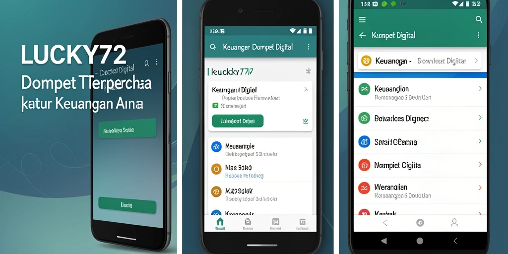 Tampilan antarmuka aplikasi Dompet Digital LUCKY72 yang modern dan mudah digunakan.