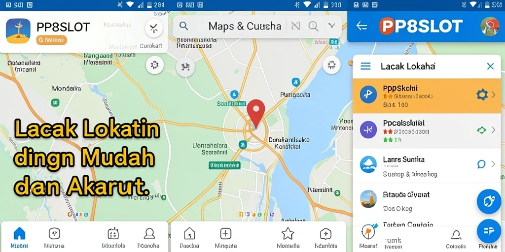 Antarmuka aplikasi PP8SLOT untuk pelacakan lokasi.