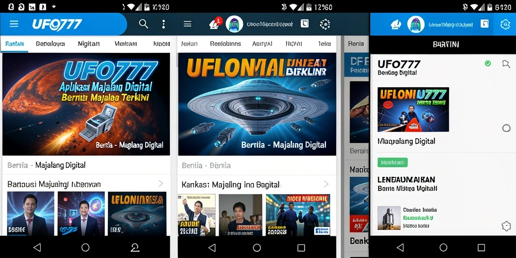 Layar utama <strong>UFO777</strong> menampilkan berita terkini dengan desain yang menarik.