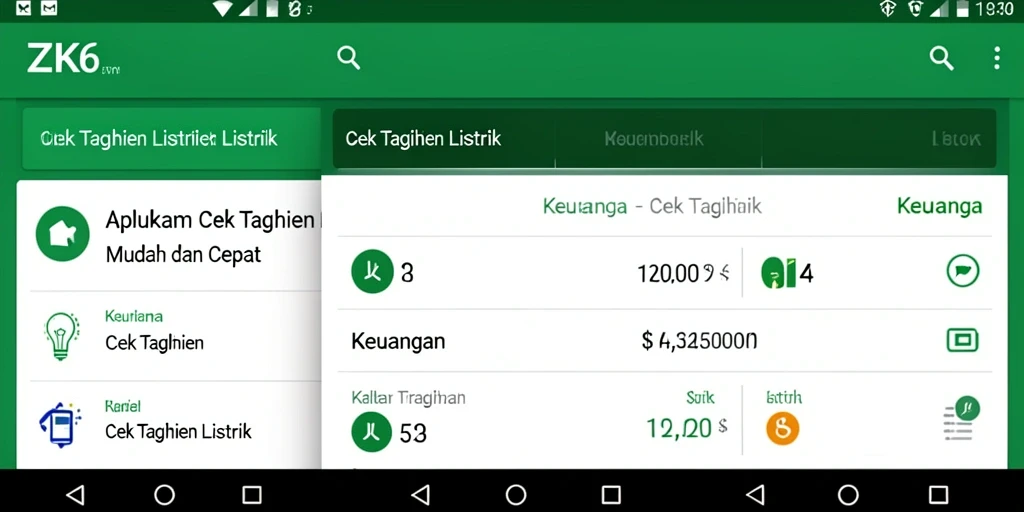 Antarmuka ZK6 menampilkan informasi cek tagihan listrik yang jelas.